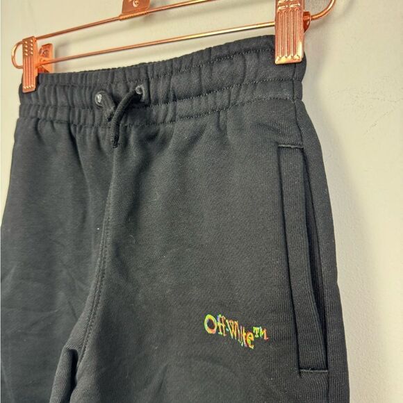 OFF WHITE | NEW Kids Black Sketch Logo Print Track Shorts Youth Size 4 - Picture 2 of 6